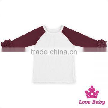 Baby Fall Cotton Shirt Long Sleeve Girls Clothes Ruffle Raglan Girls Blank Ruffle Sleeve T Shirt Wholesale Icing Ruffle Shirt photo-6