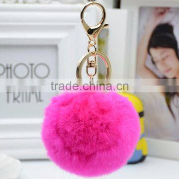 Myfur Customized Colors Genuine Rabbit Fur Pom Key Chain Fur Ball Keychain