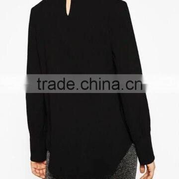 Runwaylover EY2376B Ladies 2017 Deep V-Neck Sexy Pure Color Blouse photo-4