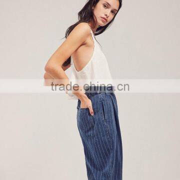 Navy Striped Loose Fit Casual Fashion Harem Pants for Women photo-5