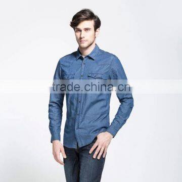 2015 men's new 100% cotton denim/jeans shirt