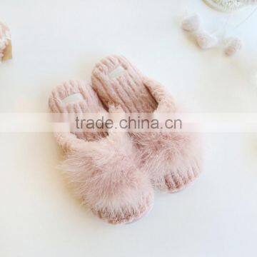 Imitation of the rabbit wool ball antiskid Japanese household slippers to keep warm cotton slippers