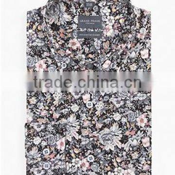 Hot design for man grey floral shirts mens dress shirts