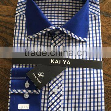 New Fashion OEM Shirt Mens Custom Design long sleeve plaids blue Shirt