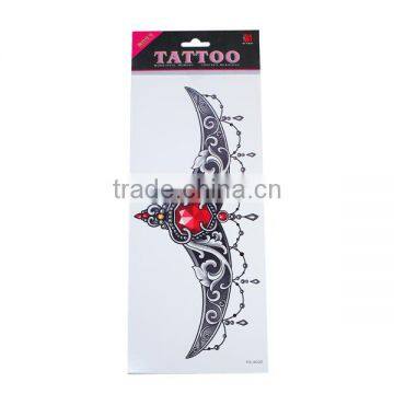 Paper Removable Waterproof Temporary Sternum Tattoo Sticker Body Art Red Filigree Pattern Temporary Tattoo Sticker