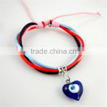 Colorful Rope Blue Heart Evil Eye Bracelet Turkish Lucky Eye Bracelet