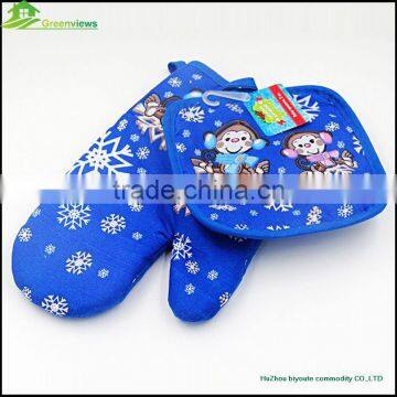 Christmas style cotton kitchen oven glove kitchen printed cotton insulation pad two-piece insulation gloves GVJMX01