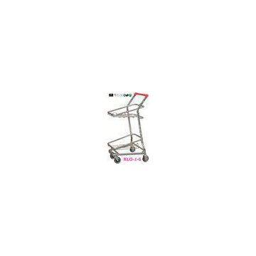 American Style Metal Shopping Basket Trolley / Two Basket Shopping Cart 50KGS