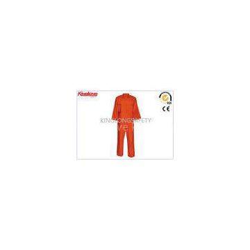 Orange Fire Resistant Coveralls Hi Visibility Clothing With Brass Zipper