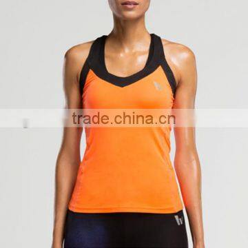 2016 wholesale women workout mesh material patchwork design Tank Top