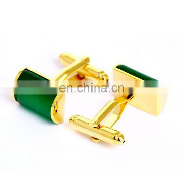 Deluxe Emerald Stone Gold Jewelry Unisex Shirt Cufflinks Brand photo-3
