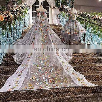 LS00147 Best Selling off Shoulder Lace Applique Luxury Baby Laced Flower Girls Dresses photo-5