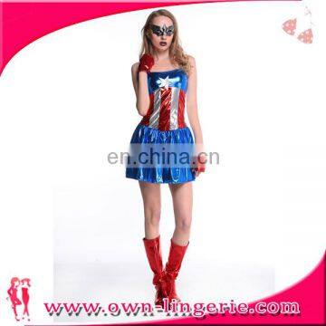 Sexy Overall Cosplay Dress Captain America Women Movie Role Play Costumes Hero Cosplay Costume with eyeshade,shoes cover,cuffs