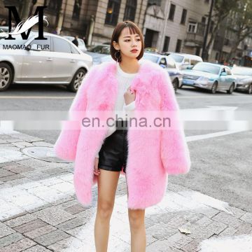 2016 European Factory Direct Wholesale Womens Long Pink Fur Coat