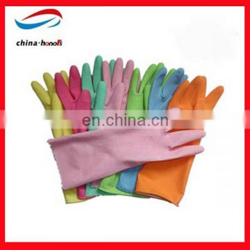 Colored household latex gloves/dip flock lined household latex gloves