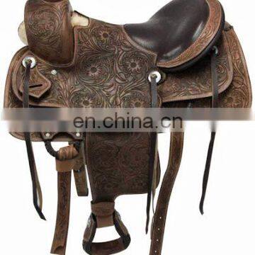 Leather oiled western horse saddle