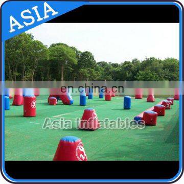 Outdoor Red Blue Air Tight Paintball Bunker In Inflatable Bouncer / Inflatable Barriers For Archery Tag