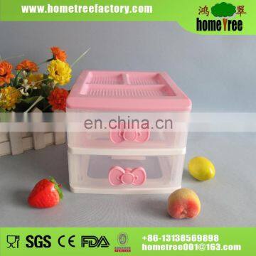 Pink Two Layers Baby Plastic Storage Drawer Pulls On the Desk
