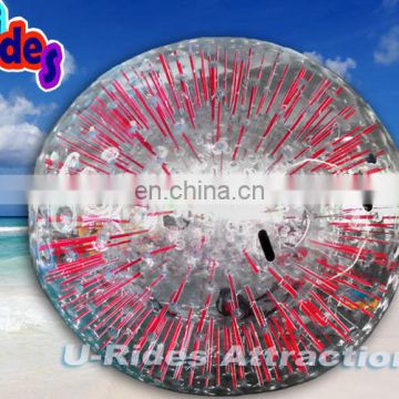 body inflatable red light rolling zorb ball for water game and outdoor