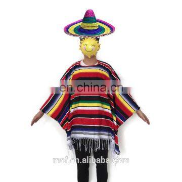 Hot sale wholesale funny mexican costumes high quality colorful mexican poncho cape for adult MCH-2447