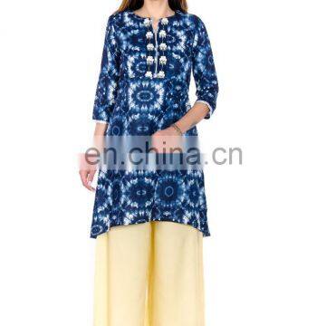 100% Cotton Designer Embroidered A Line Round Neck Lady Kurti Wholesaler Jaipur India