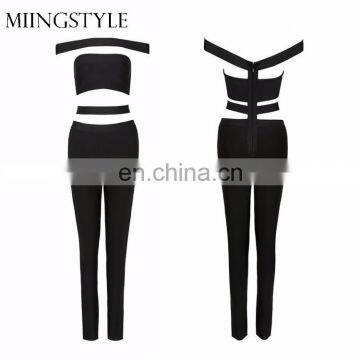 one piece bodycon sexy long bandage women sexy jumpsuit oem