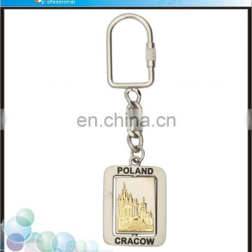 New customized travel gift poland souvenirs metal revolve keychains