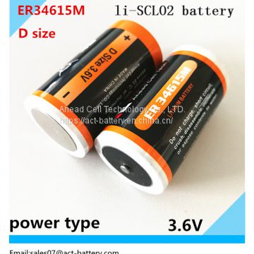 Primary Li-SOCl2 3.6V lithium ER34615m Battery