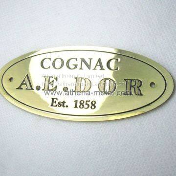 Oval Metal Lables OEM Metal Label Cosmetic Packaging Companies Metal Packaging Wine Bottle Label