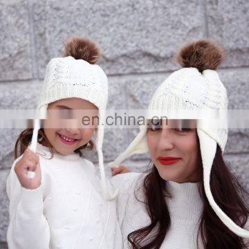 Мамы, дети, семейные шапки. Комплект семейных шапочек из шерсти. Шапочки для девочек-маленьких, вязанные зимние теплые шапки. Модные шапки для детей и мам из хлопка photo-3