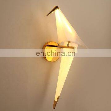 Modern indoor hallway Nordic LED Paper crane bird Wall Lamp For Home Decor