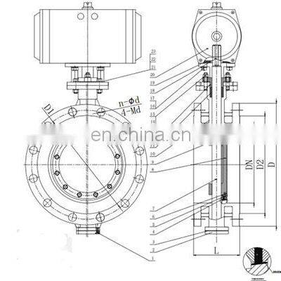 Bundor 2021 New 6 Inch Pneumatic Triple Eccentric Flange Butterfly Valve for Water photo-5