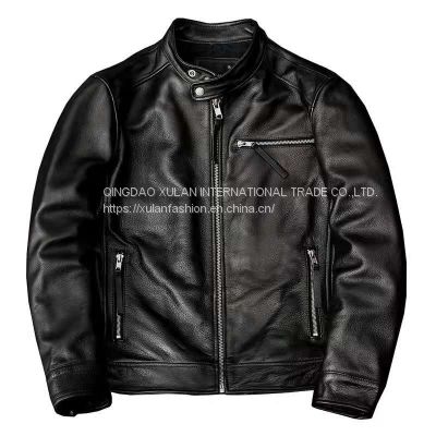 2021NEW FASHION WASHED MEN'S GENUINE COWSKIN  LEATHER JACKET FACTORY HOT SALE