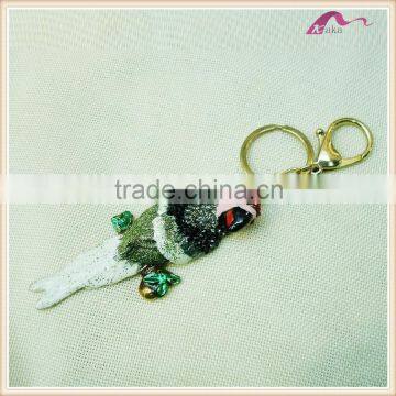 Gold Crystal Parrot Animal Keychain