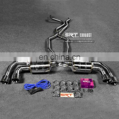 stainless steel exhaust system pipe for Porsche cayenne  muffler for Porsche cayenne cat back with valve control and downpipe