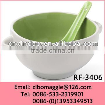 hot Sale Eruopean Style Oversized Ceramic Promotion Rice Bowl Spoon for Daily Use