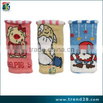 cartoon knitted sock case for cell phone