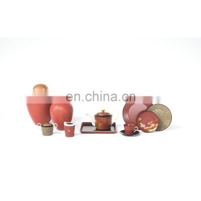 Ceramic Luxury Troditonal Chinese Dinner plate decoration tea set with vase