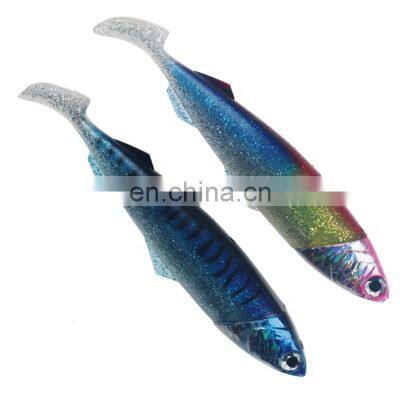 Lead head fish realistic  Fishing  soft lure 2021 Pesca Shiny bait One head and two tail suit