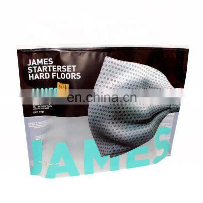 Custom printed reusable matte plastic bags stand up pouch with slider zipper for bow tie