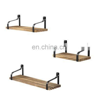 Natural wood floating wall mount shelves for home