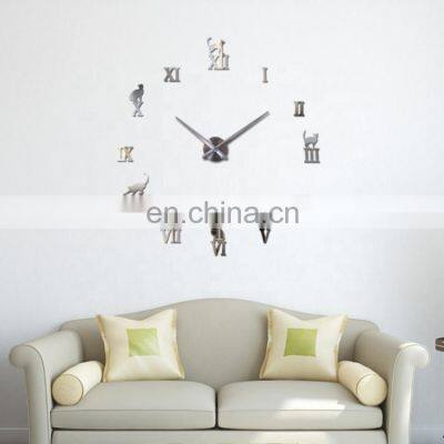 Modern Home Office Room Art Decor Decal removable 3d diy surface metal sticker wall clock