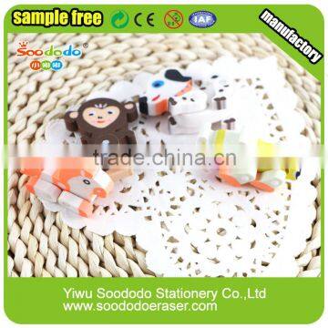 School Stationery Extruded Assemble Animal Eraser