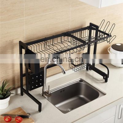 Wholesale black kitchen standing dink rack  stainless steel dish rack special design sink rack