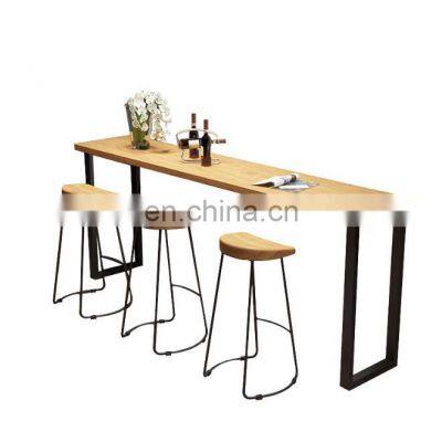 New design fashionable long high industrial vintage restaurant kitchen wood slab bar table