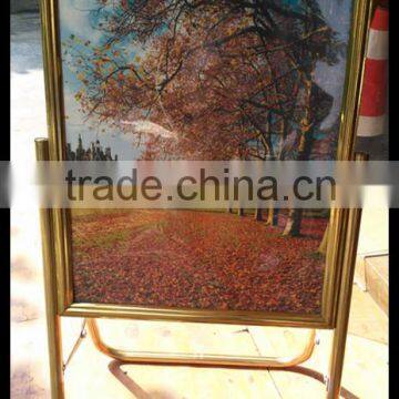 Folding Advertising Sign Display Stand- Silver Stainless Steels Floor Stand-Metal Manu Sign Board photo-3