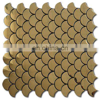 types golden metal mosaic,aluminium mosaic tile,fish scale tile ceramic