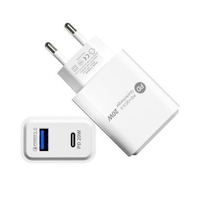 2 Ports PD 20W EU US Plug Fast Charger Adapter For iPhone 13 12 11 For Huawei QC 3.0 Mobile Phone Quick Charger