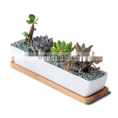 Amazon Hot Sold Square Flower Pot Wholesale Bonsai House Plant Ceramic Succulent Indoor Minimalist White Pots