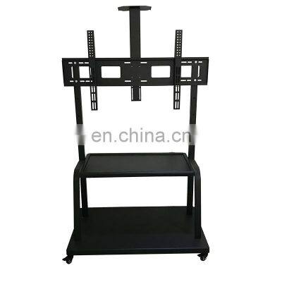 Big Size Thickness Strong Movable Adjustable Shelf Mobile LCD LED TV Cart Rolling Trolley Black White Gold tv Stand photo-2